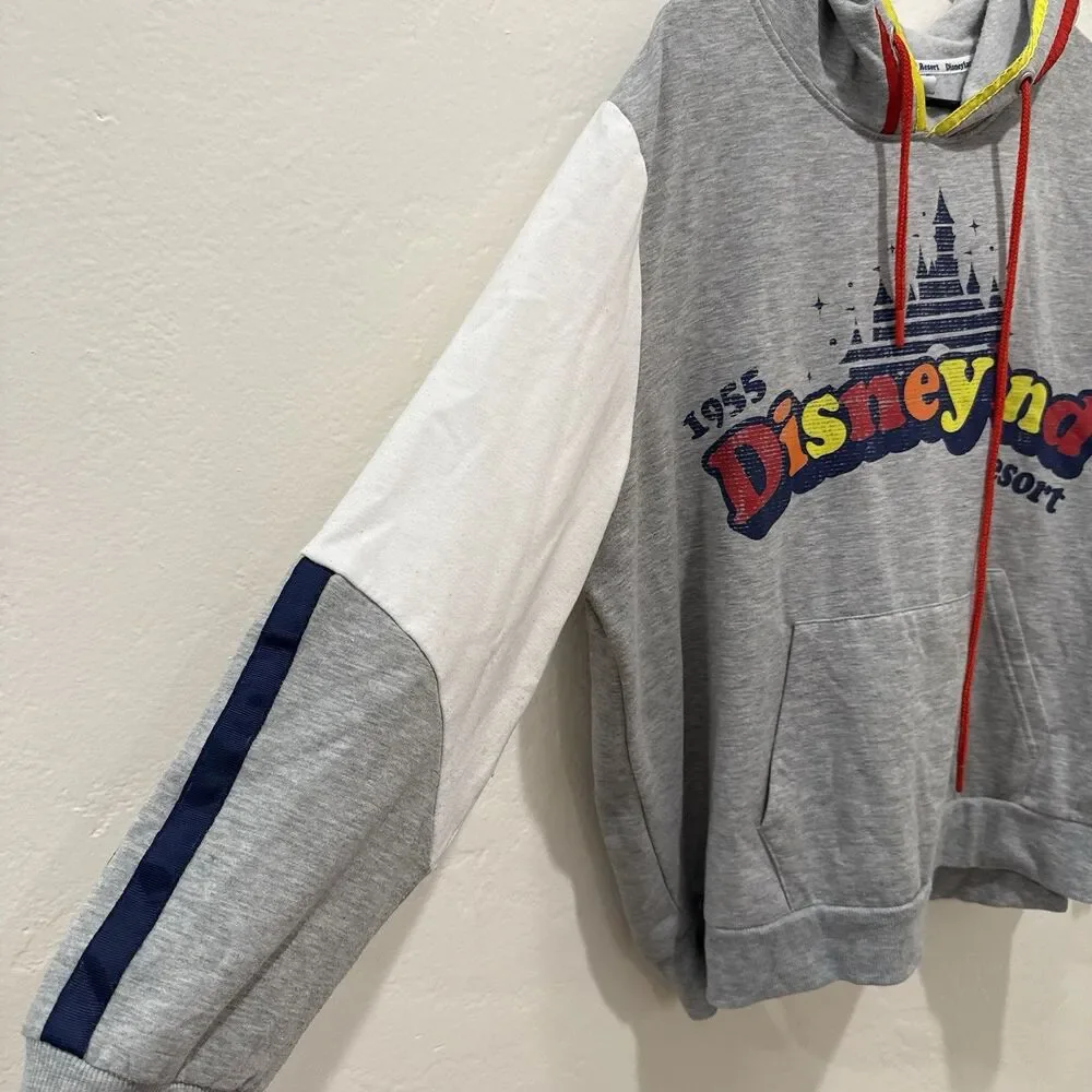Disney Parks Womens Sweater Plus 1X Gray Disneyland Hoodie Pullover Pockets